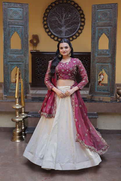Party Wear Lehenga Choli for Women with Zari Embroidery