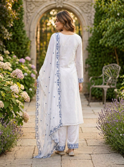 Pakistani Style Salwar Suit Kurti Set with Cotton Thread Work