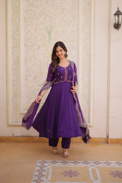 Mul Chanderi Kali Anarkali Suit with Georgette Dupatta