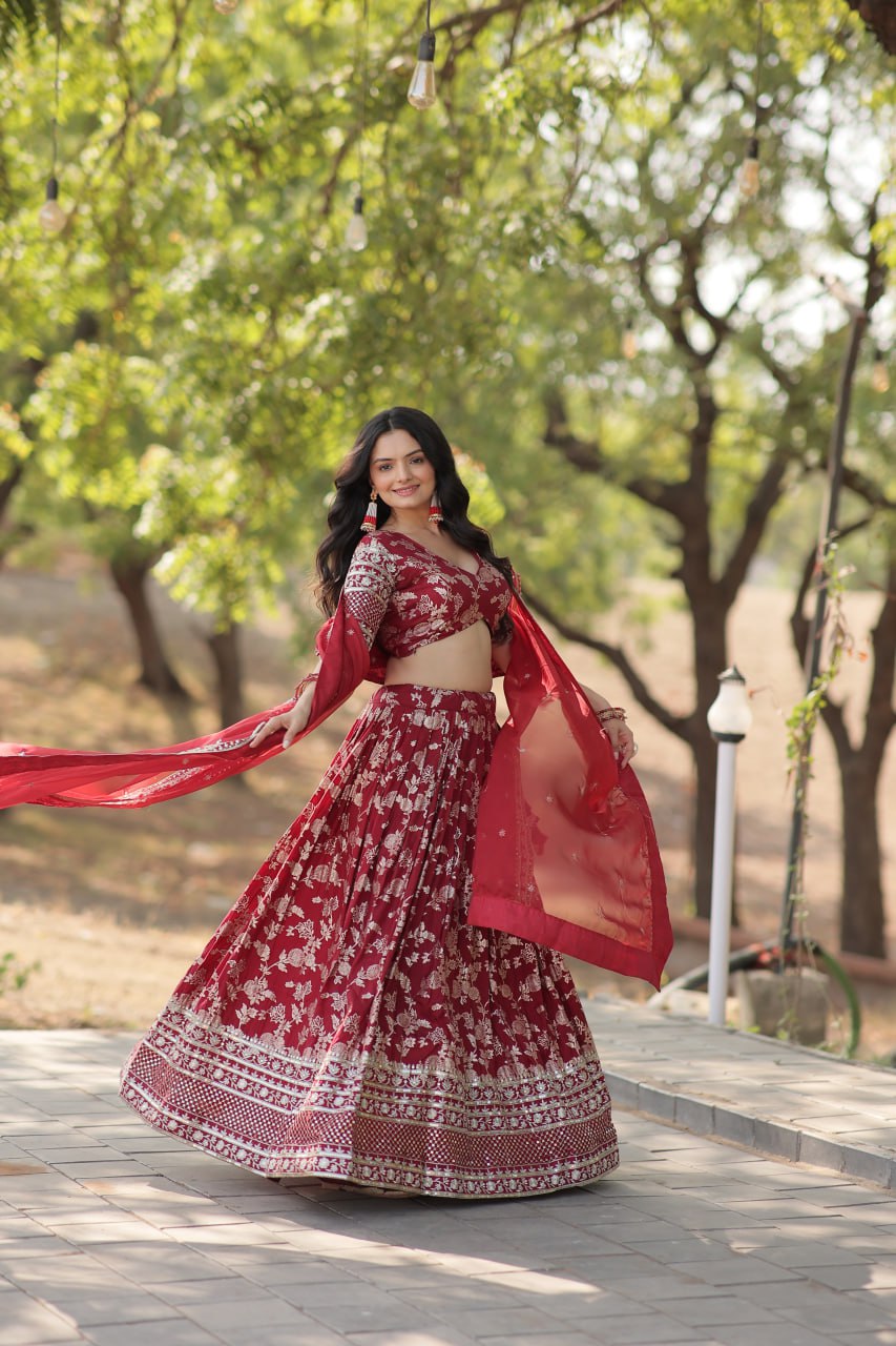 Viscose Jacquard Lehenga Choli with Russian Silk Dupatta