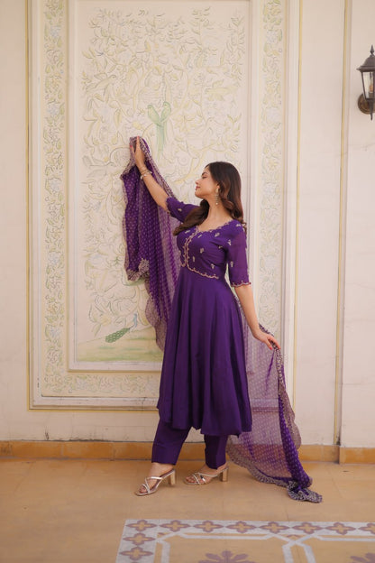 Mul Chanderi Kali Anarkali Suit with Georgette Dupatta