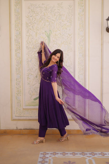 Mul Chanderi Kali Anarkali Suit with Georgette Dupatta