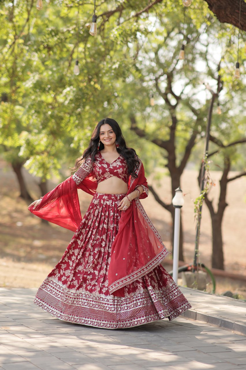 Viscose Jacquard Lehenga Choli with Russian Silk Dupatta