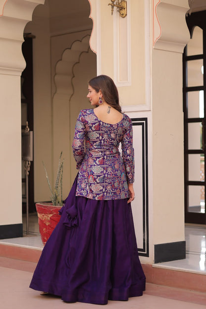 Premium Simmer Vichitra Lehenga Choli Set with Jacquard Blouse