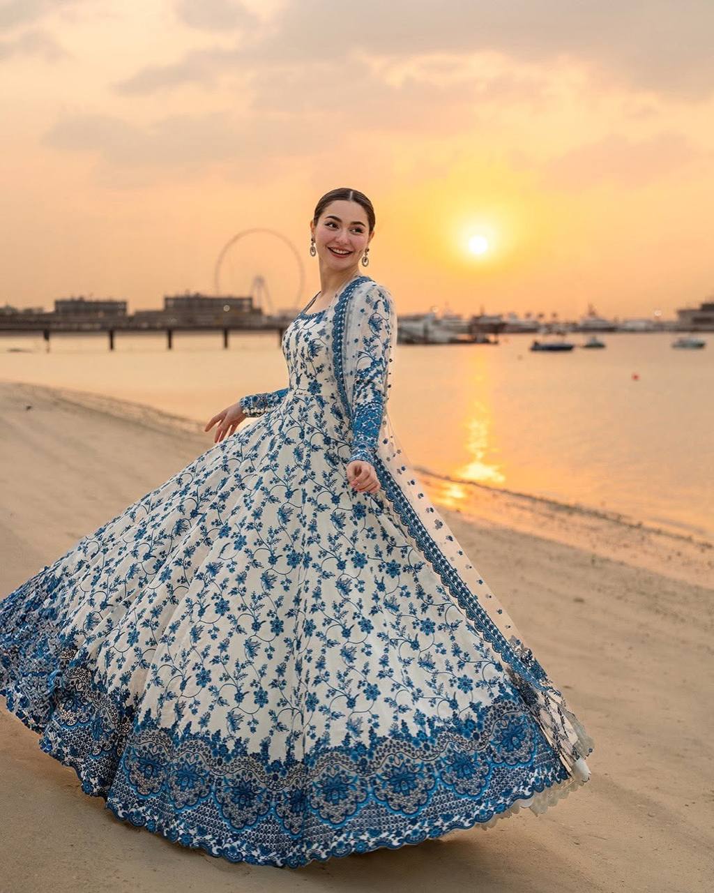 Premium Faux Georgette Embroidered Anarkali Gown with Pent Set