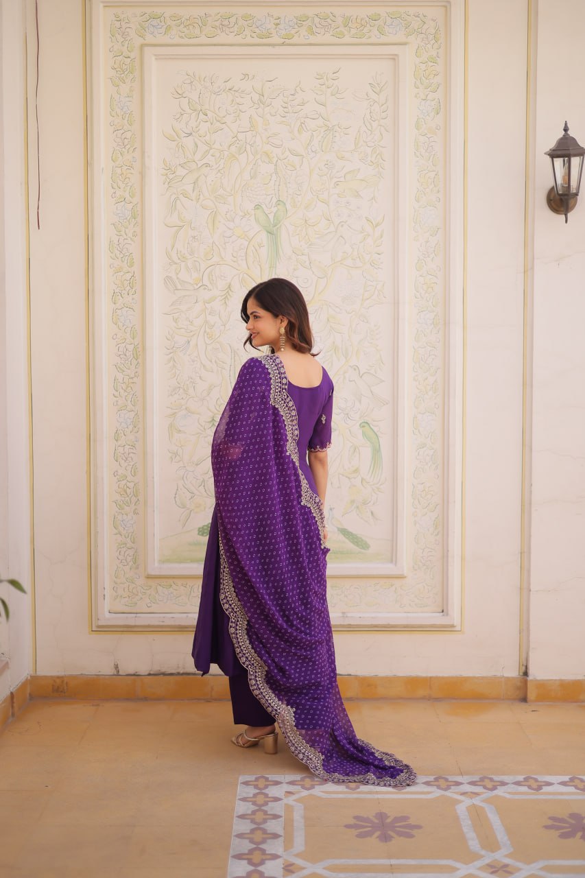 Mul Chanderi Kali Anarkali Suit with Georgette Dupatta