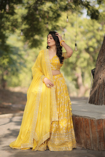 Viscose Jacquard Lehenga Choli with Russian Silk Dupatta