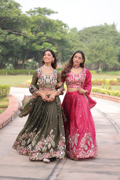Premium Gold Crush Sequins Embroidered Lehenga Choli Set