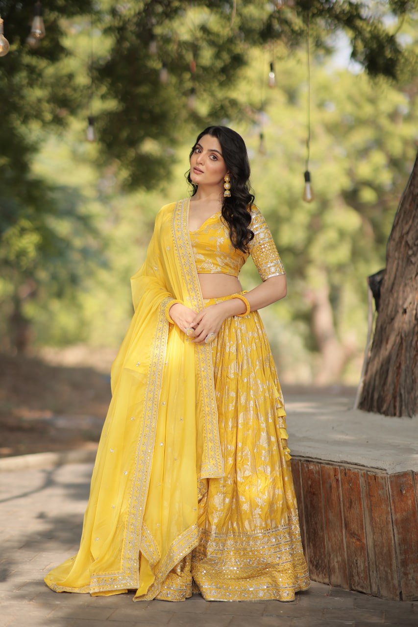 Viscose Jacquard Lehenga Choli with Russian Silk Dupatta