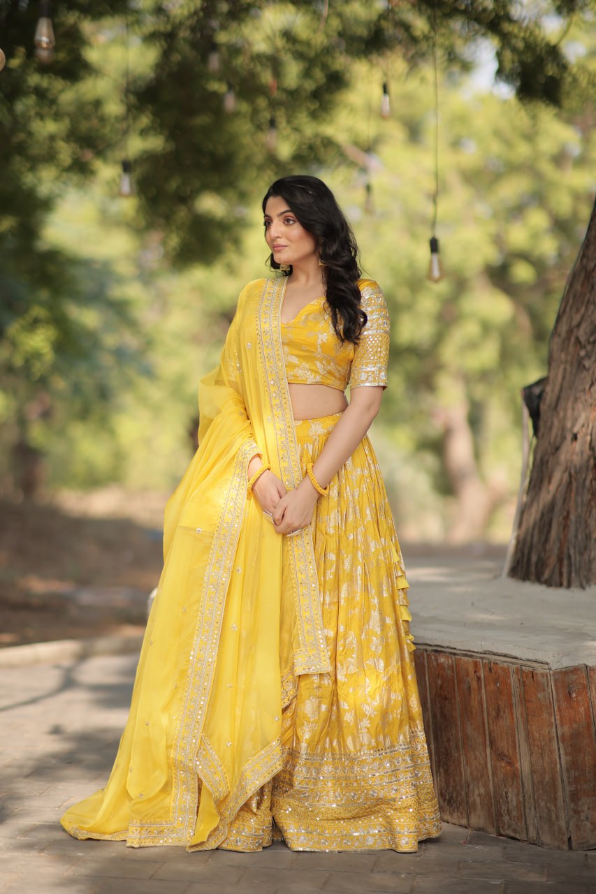 Viscose Jacquard Lehenga Choli with Russian Silk Dupatta