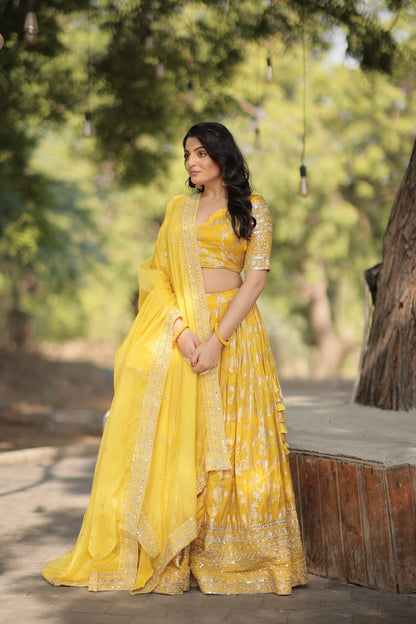 Viscose Jacquard Lehenga Choli with Russian Silk Dupatta