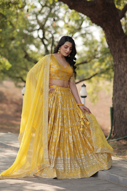 Viscose Jacquard Lehenga Choli with Russian Silk Dupatta