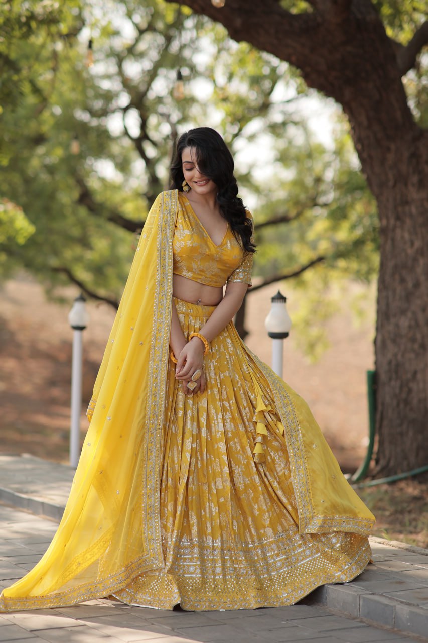 Viscose Jacquard Lehenga Choli with Russian Silk Dupatta