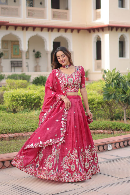 Premium Gold Crush Sequins Embroidered Lehenga Choli Set