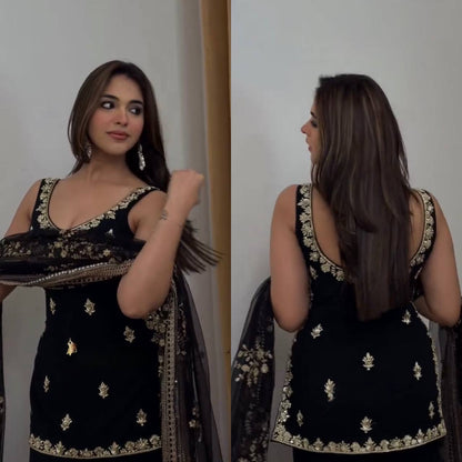 Black Georgette Designer Palazzo Set - Wedding Festive Wear