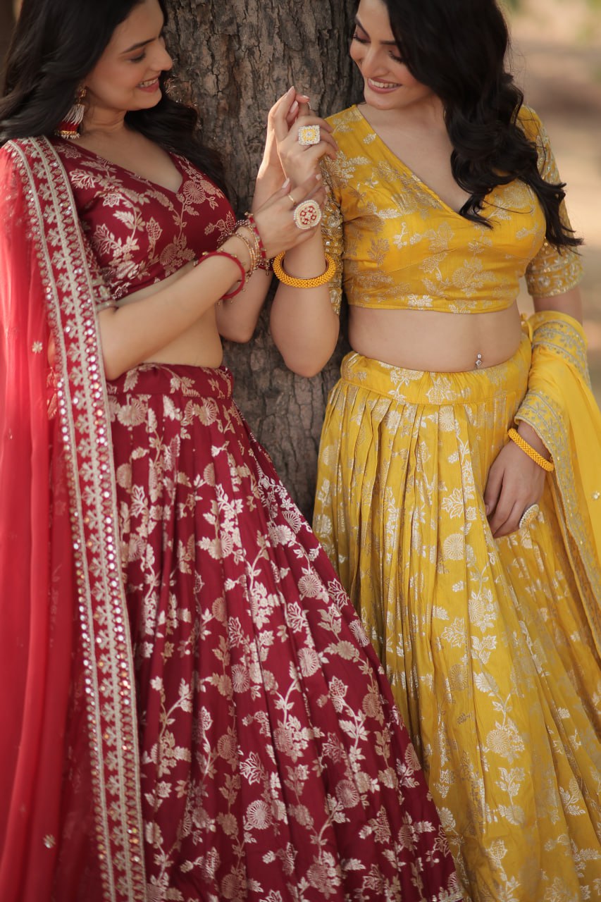 Viscose Jacquard Lehenga Choli with Russian Silk Dupatta