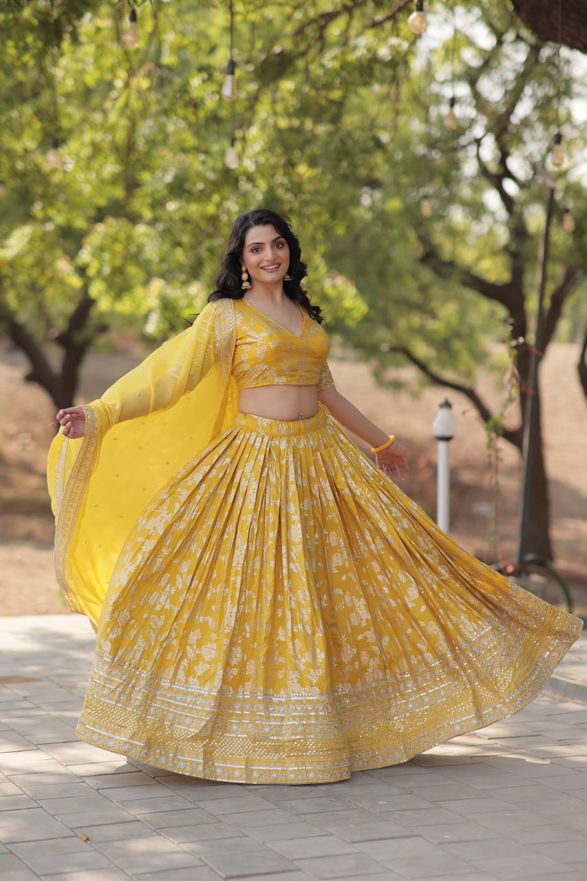 Viscose Jacquard Lehenga Choli with Russian Silk Dupatta