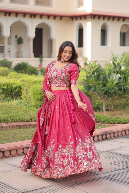 Premium Gold Crush Sequins Embroidered Lehenga Choli Set
