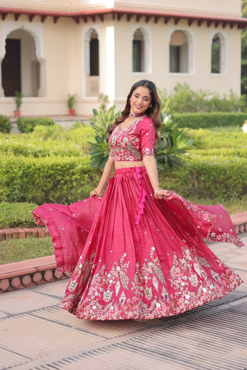 Premium Gold Crush Sequins Embroidered Lehenga Choli Set