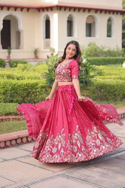 Premium Gold Crush Sequins Embroidered Lehenga Choli Set
