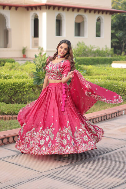 Premium Gold Crush Sequins Embroidered Lehenga Choli Set