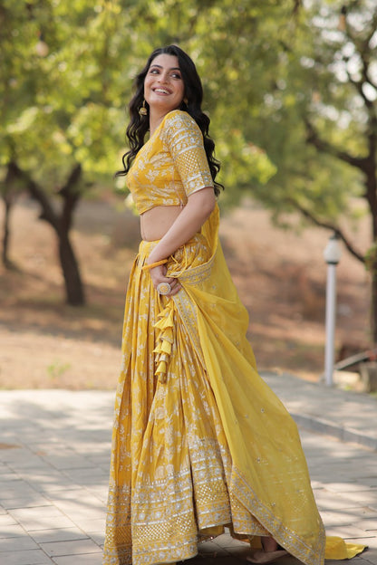 Viscose Jacquard Lehenga Choli with Russian Silk Dupatta