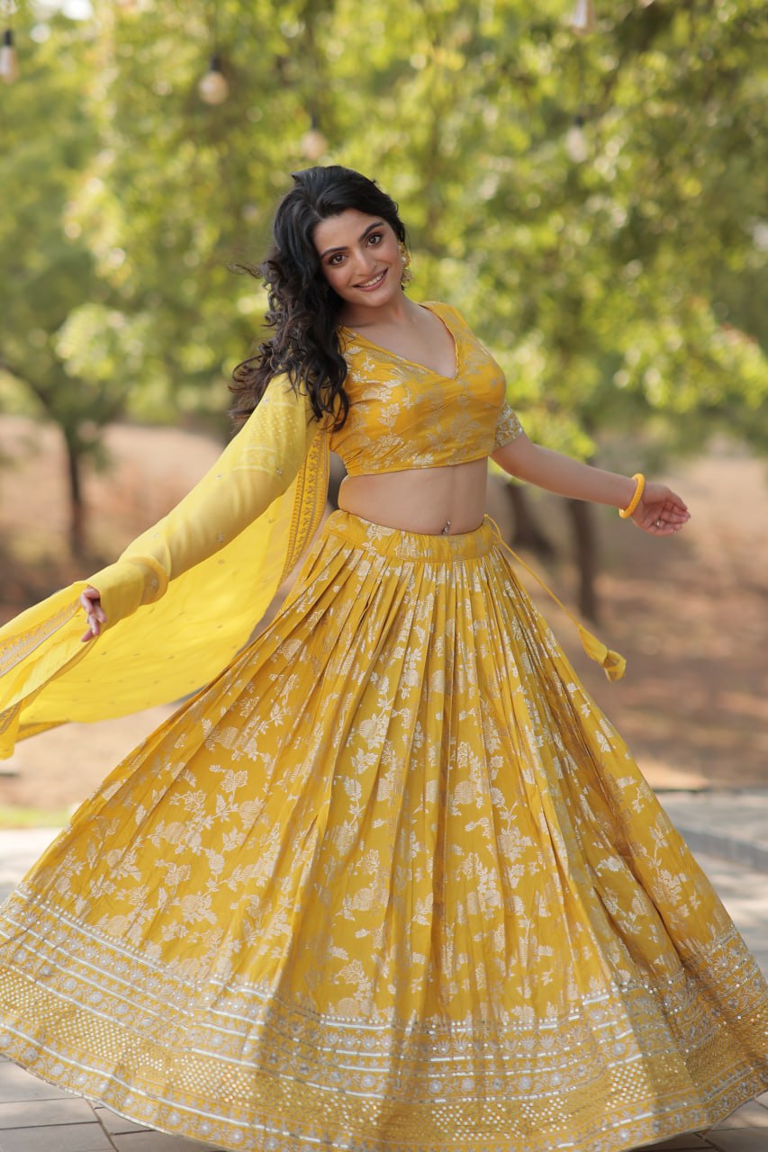Viscose Jacquard Lehenga Choli with Russian Silk Dupatta