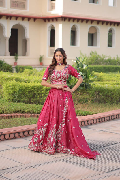 Premium Gold Crush Sequins Embroidered Lehenga Choli Set