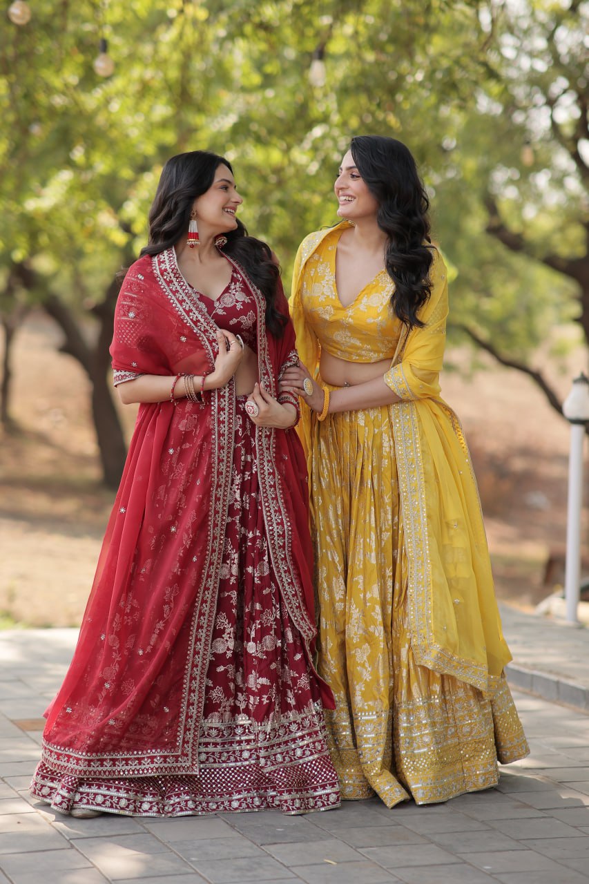 Viscose Jacquard Lehenga Choli with Russian Silk Dupatta