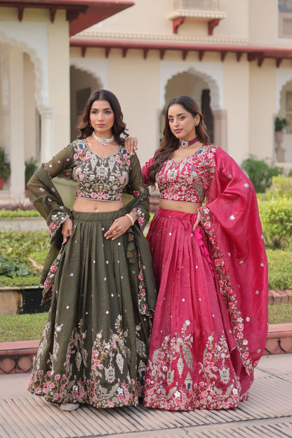 Premium Gold Crush Sequins Embroidered Lehenga Choli Set