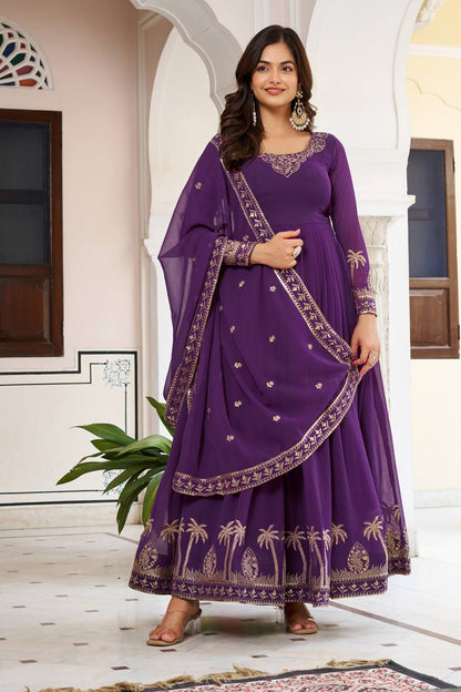 Sequined Faux Georgette Anarkali Suit for Women