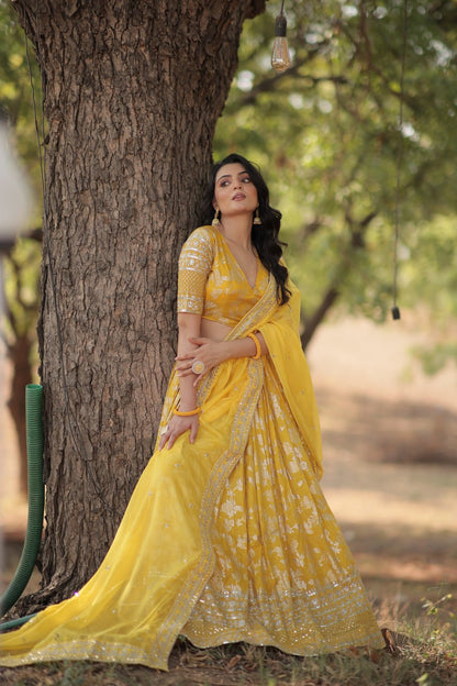 Viscose Jacquard Lehenga Choli with Russian Silk Dupatta