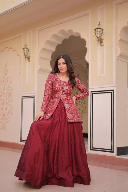 Premium Simmer Vichitra Lehenga Choli Set with Jacquard Blouse
