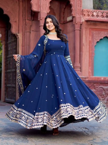 Georgette Anarkali Gown with Sequence Work & Dupatta