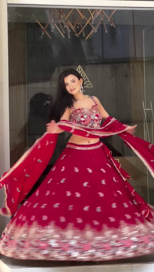 Pink Georgette Party Wear Lehenga Choli for Women