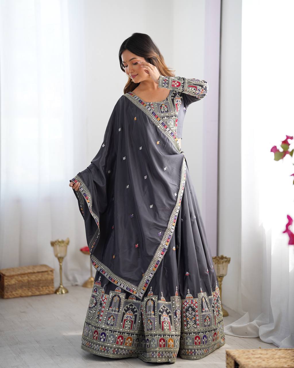 Natural Silk Lehenga Choli for Women Wedding Party Wear