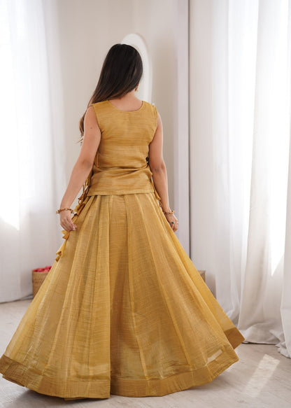 Salsa Crush Lehenga Choli with Embroidered Zari Koti