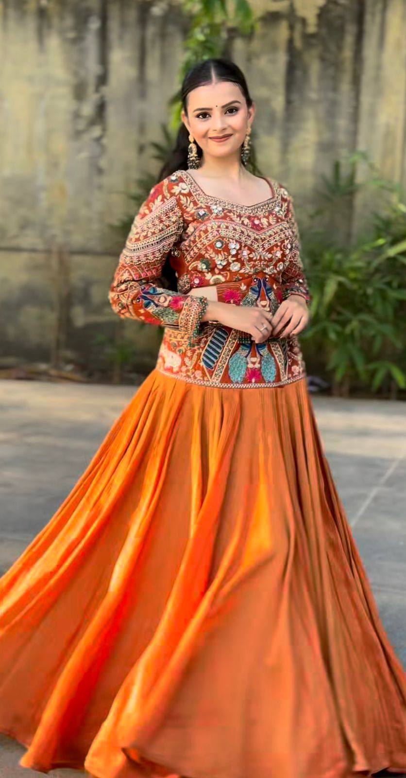 Navratri Special Chinon Silk Lehenga Choli for Garba
