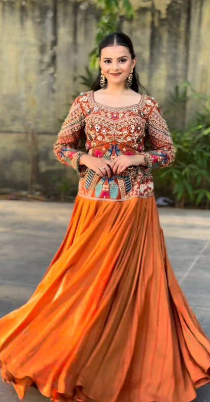 Navratri Special Chinon Silk Lehenga Choli for Garba