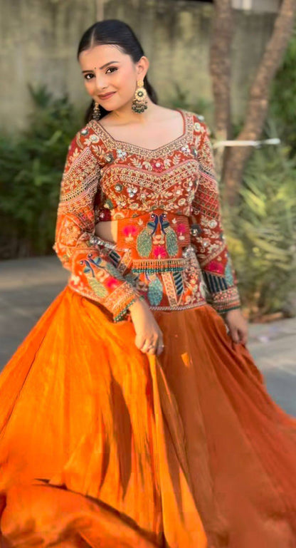 Navratri Special Chinon Silk Lehenga Choli for Garba