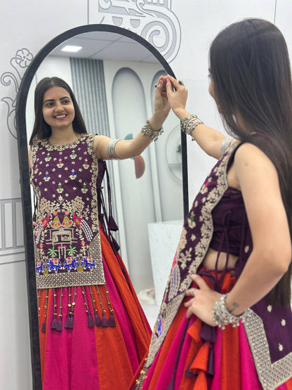 Royal Purple Navratri Chaniya Choli with Embroidered Shrug