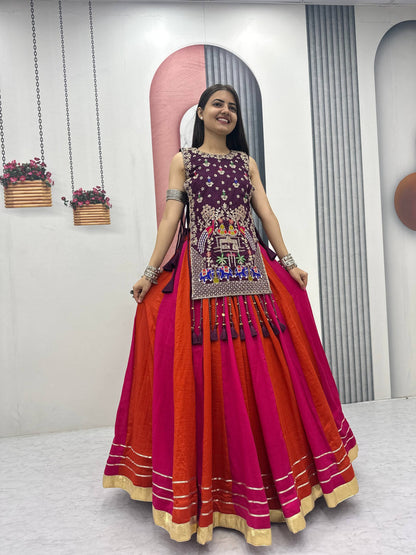 Royal Purple Navratri Chaniya Choli with Embroidered Shrug