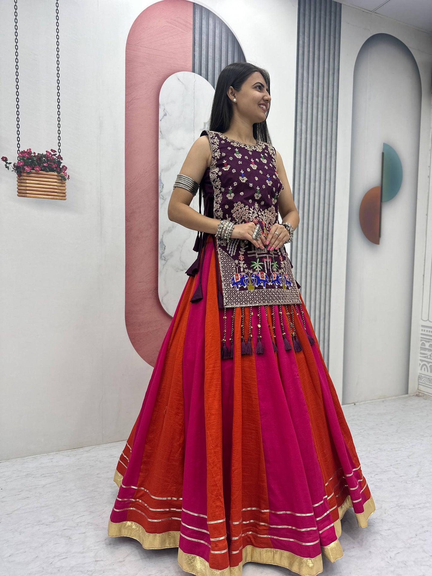 Royal Purple Navratri Chaniya Choli with Embroidered Shrug