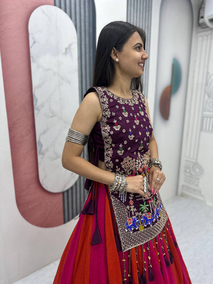Royal Purple Navratri Chaniya Choli with Embroidered Shrug