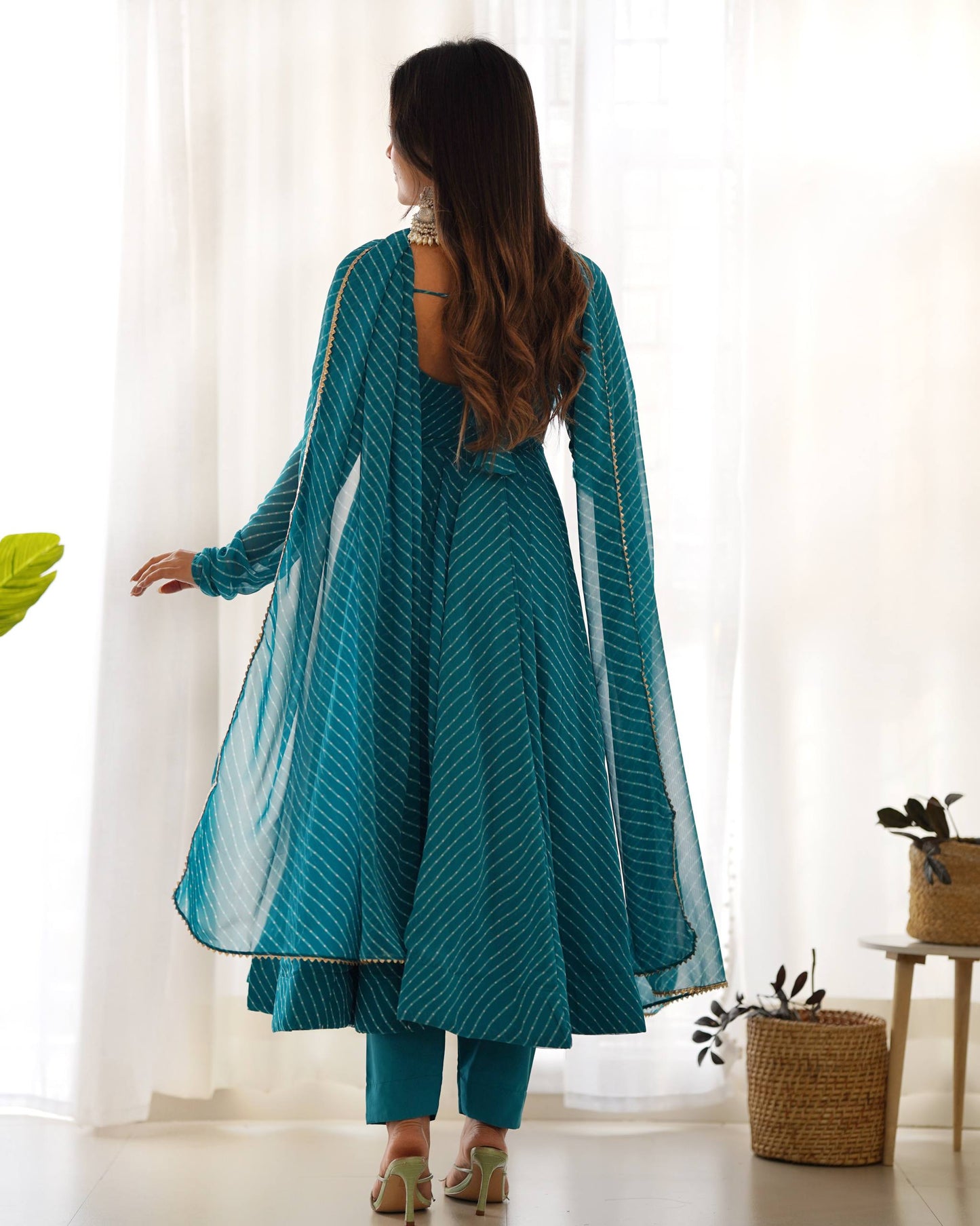 Laheriya Print Pure Georgette Anarkali Salwar Suit Set
