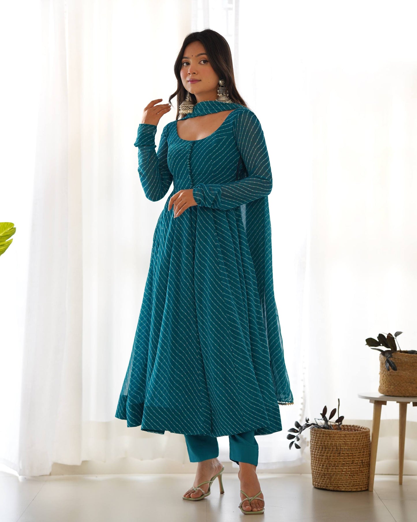 Laheriya Print Pure Georgette Anarkali Salwar Suit Set