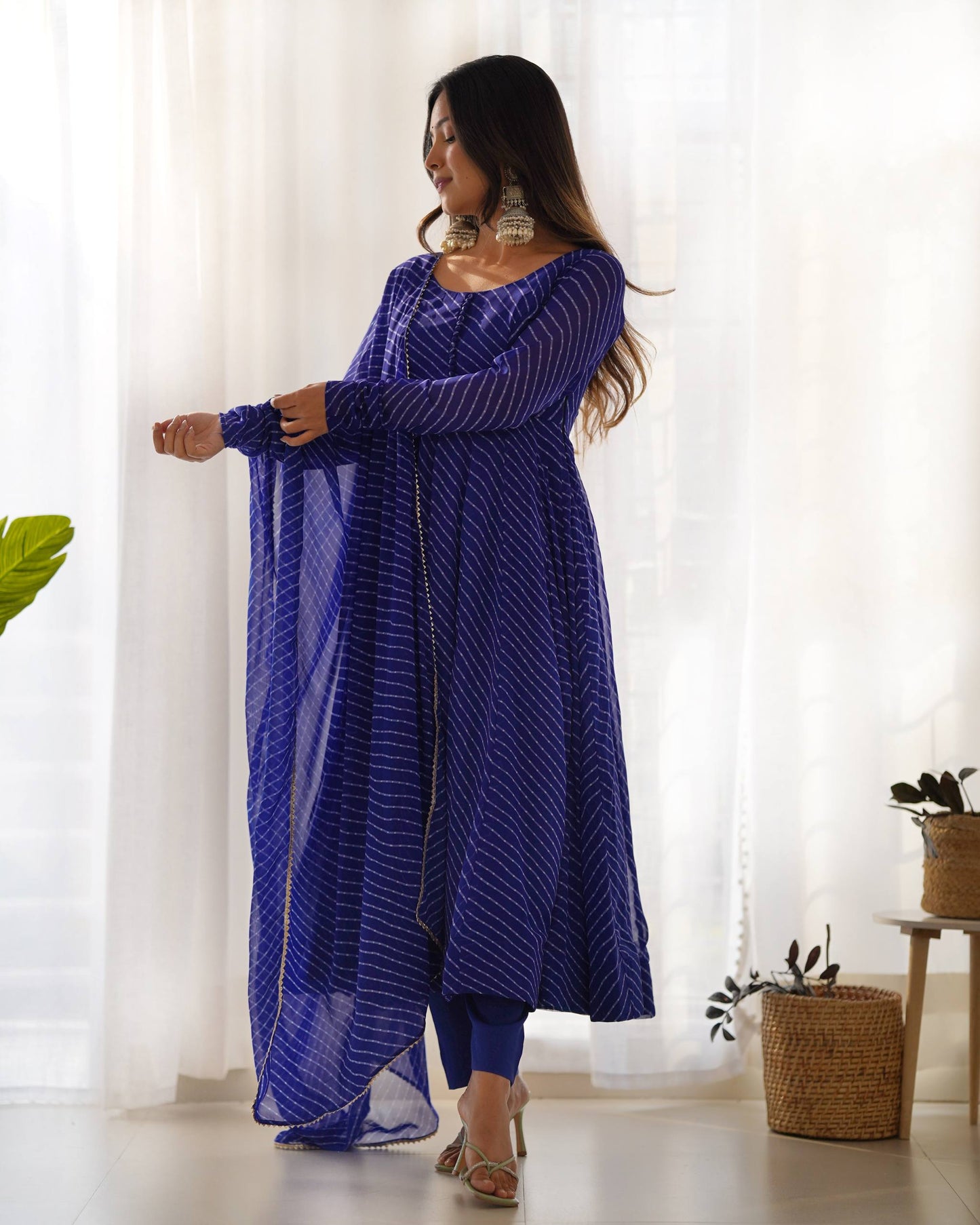 Laheriya Print Pure Georgette Anarkali Salwar Suit Set