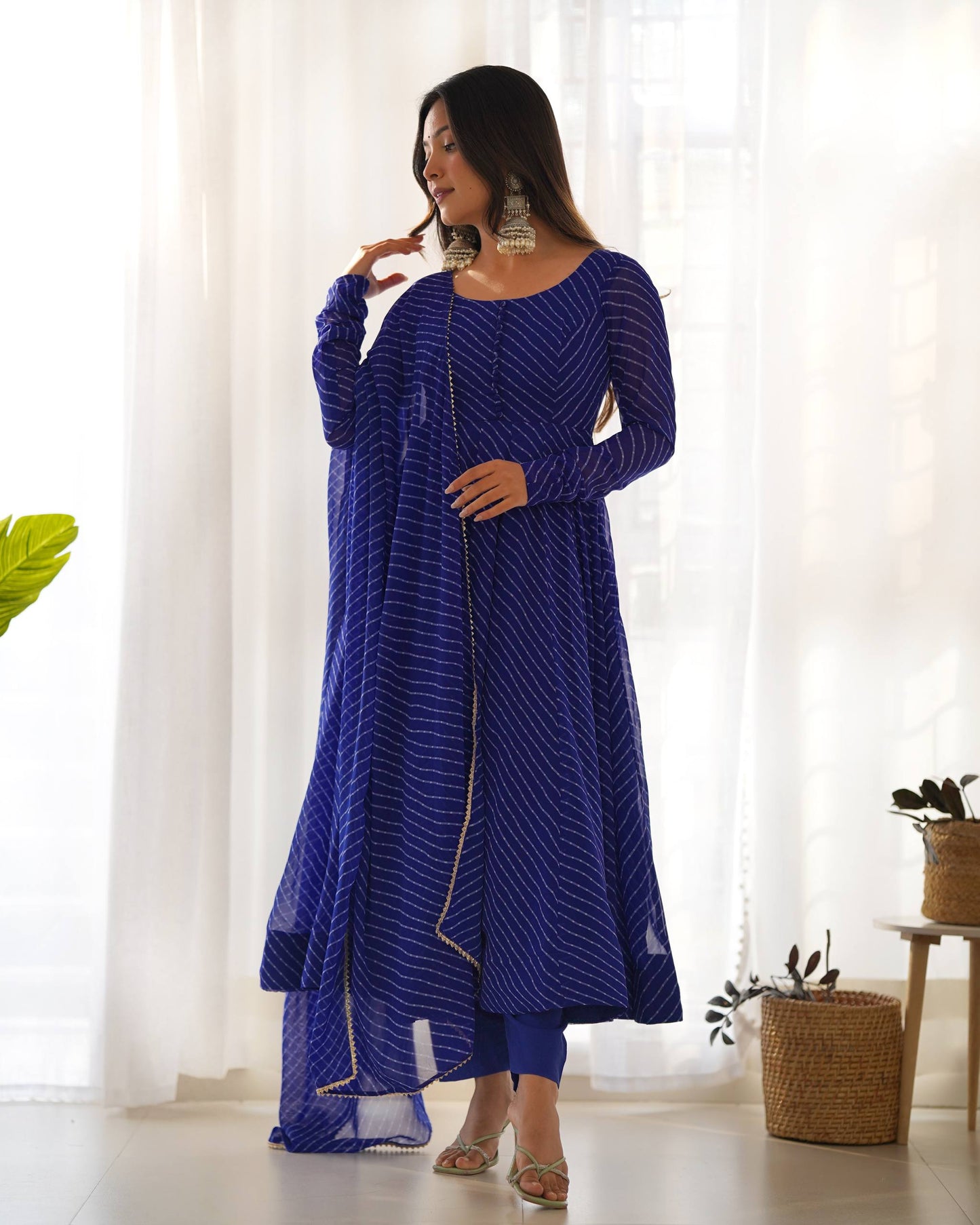 Laheriya Print Pure Georgette Anarkali Salwar Suit Set