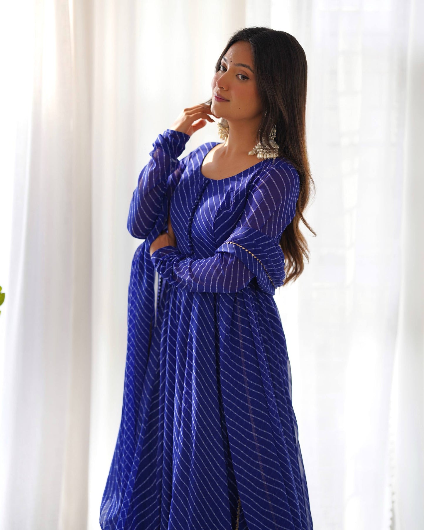 Laheriya Print Pure Georgette Anarkali Salwar Suit Set