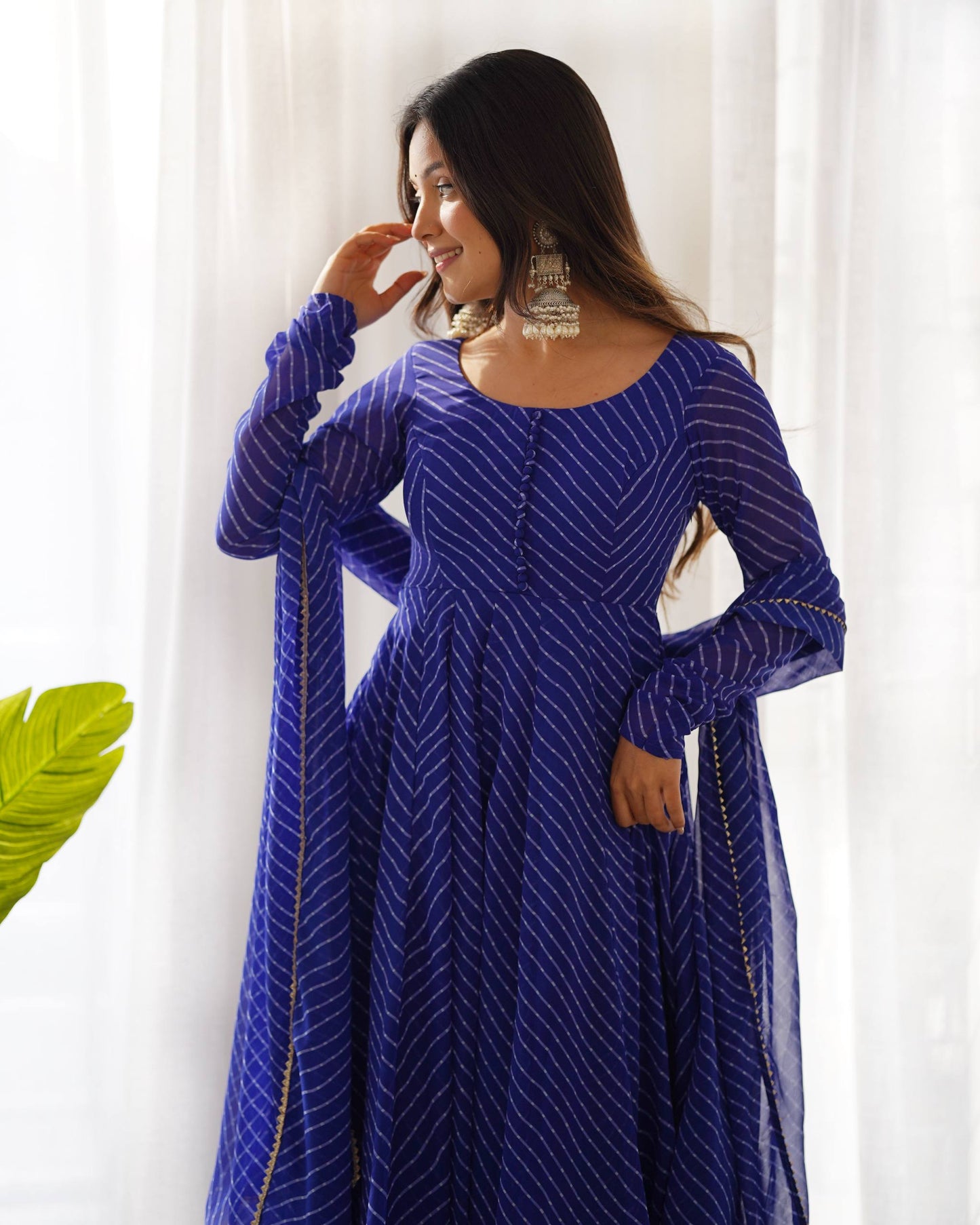 Laheriya Print Pure Georgette Anarkali Salwar Suit Set